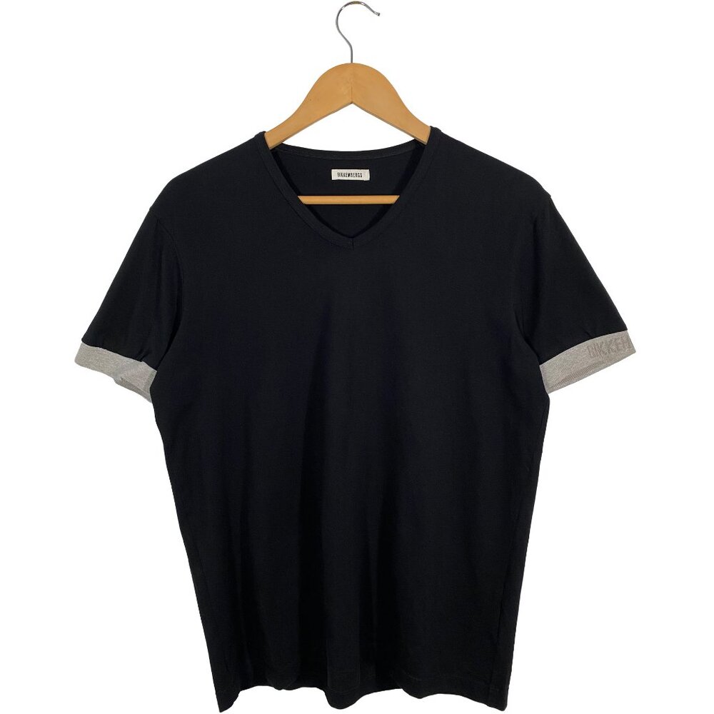 Dirk Bikkembergs Sleeve Logo 100% Cotton V-Neck T-shirt black men's size S
